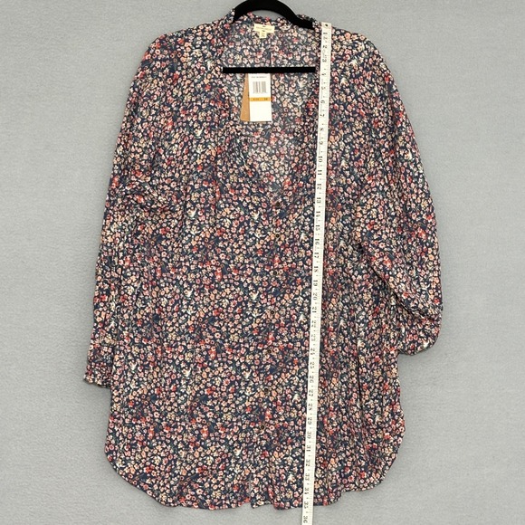 MASON & BELLE Womens Top 3X Blue Floral Peasant Tunic Classic Casual Cottage - Picture 7 of 12